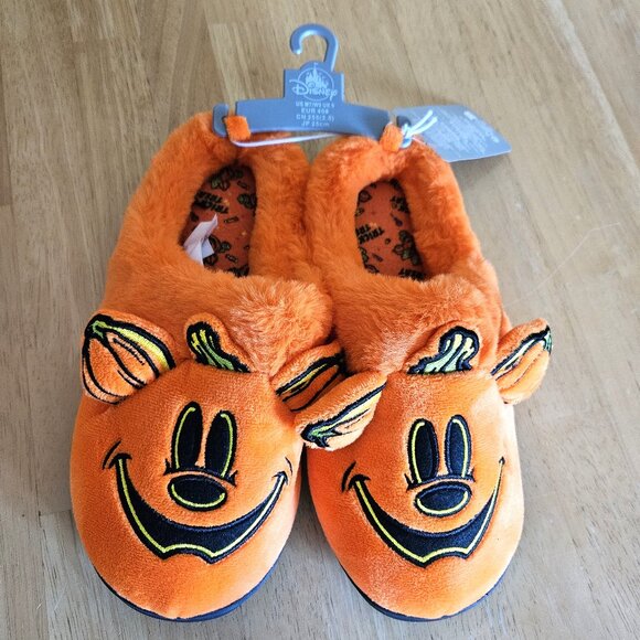 Disney Mickey Mouse Halloween Plush Slippers for Adults - size W9 M7 - NWT - Picture 2 of 7